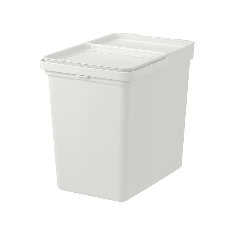 HLLBAR bin with lid, light grey, 26.3x32.6x38.6 cm