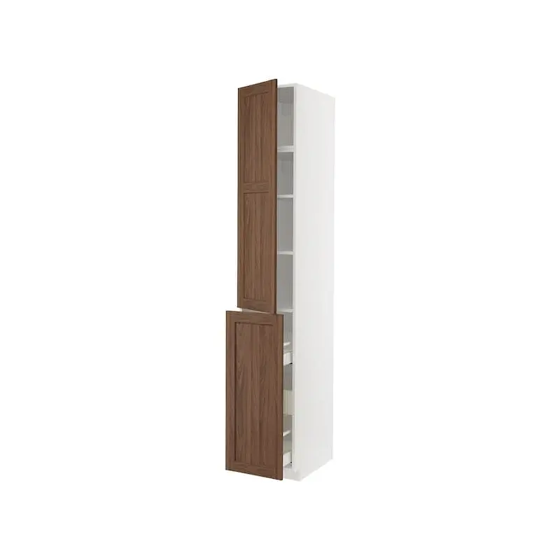 METOD / MAXIMERA hc w p-o func 3drw/1dr/2shlv, white Enkping/brown walnut effect, 40x60x240 cm