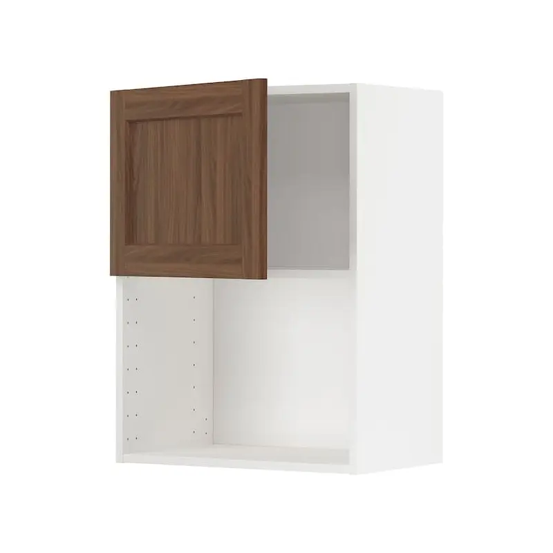 METOD wall cabinet for microwave oven, white Enkping/brown walnut effect, 60x80 cm