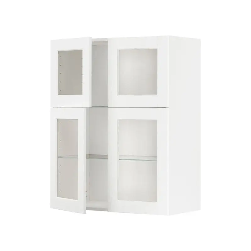 METOD wall cabinet w shelves/4 glass drs, white Enkping/white wood effect, 80x100 cm