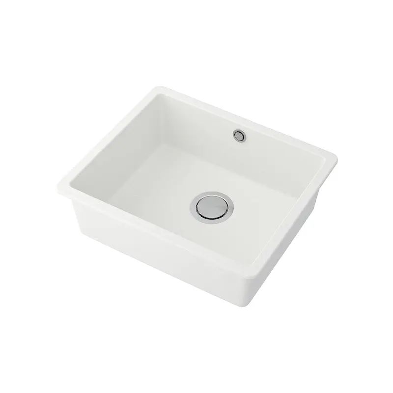 KILSVIKEN inset sink, 1 bowl, white/quartz composite, 56x46 cm