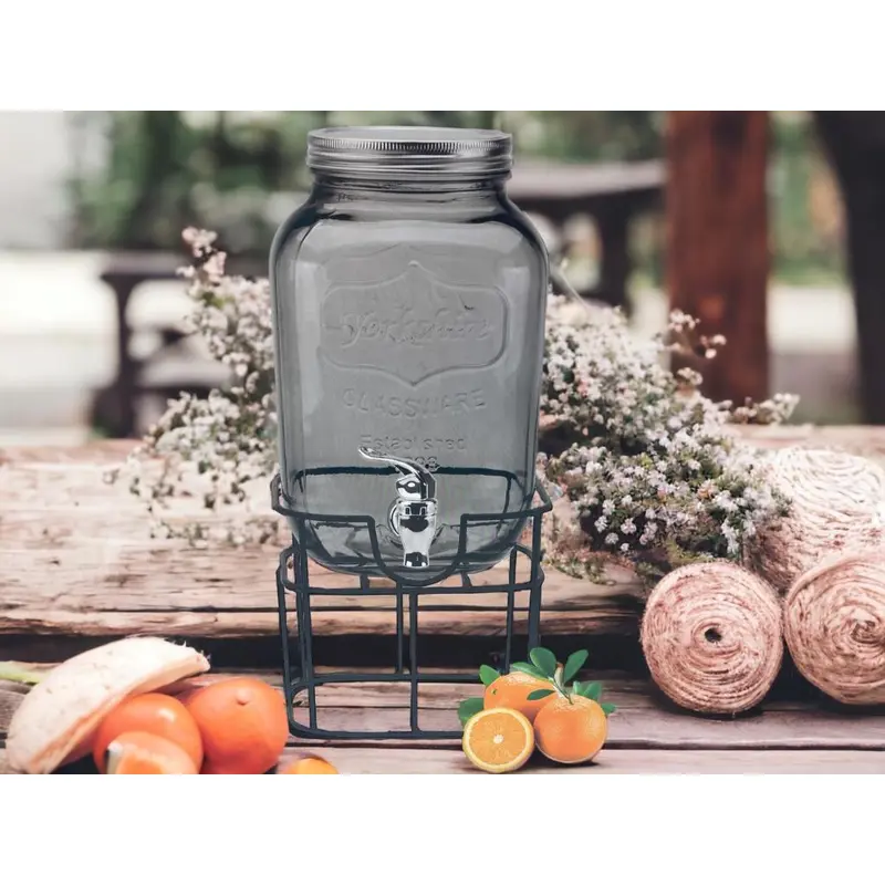 Fume Color Glass Beverage Dispenser; 4 lt