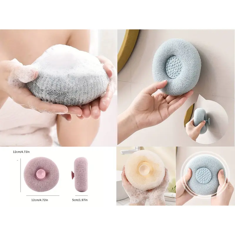 Exfoliating Bath Sponge Cleaning Brush with Suction Cup
