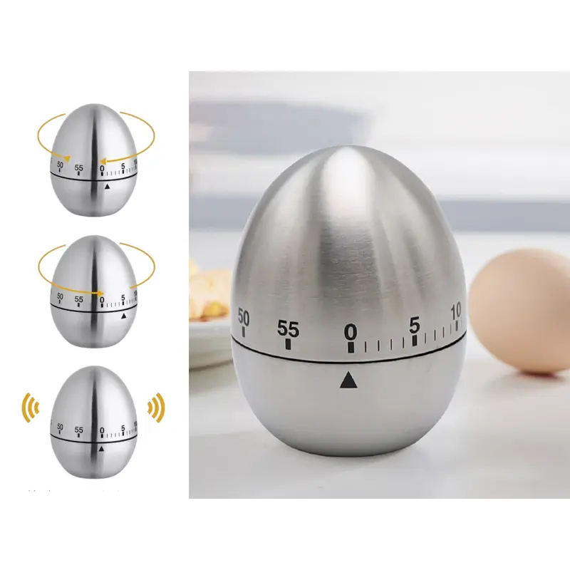 Egg Shaped Stainless Steel Kitchen Timer