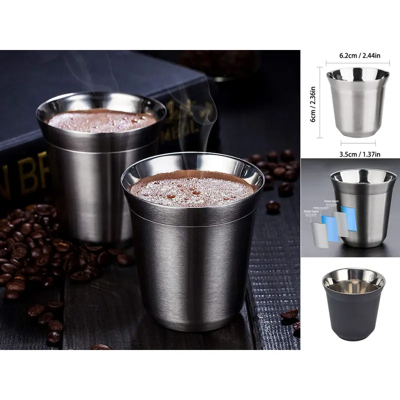 Double Wall Insulated Stainless Steel Espresso Cup 80 ML