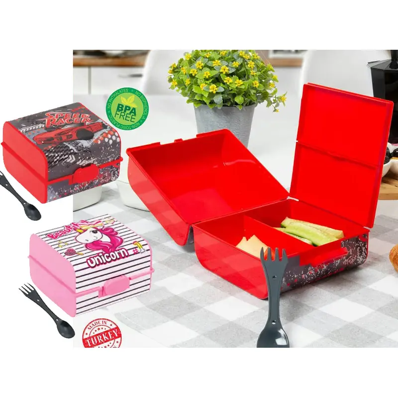 Double Colorful Lunch Box with Spoon