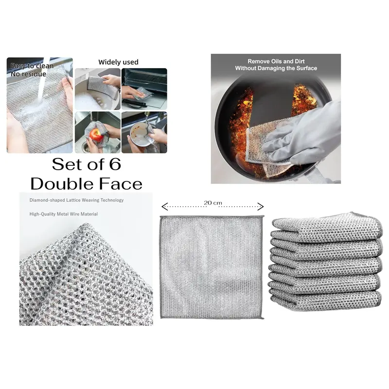Double Face Multifunctional Cloth &  Scrubber 20 cm x6