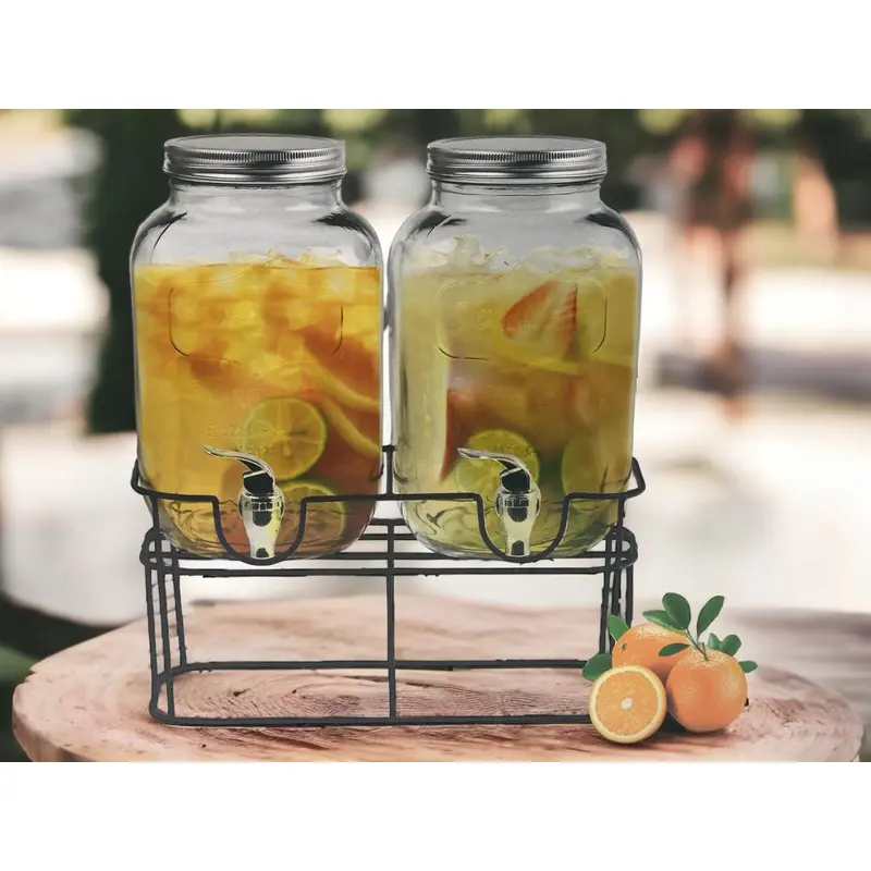 Double Glass Beverage Dispenser 4 lt X 2