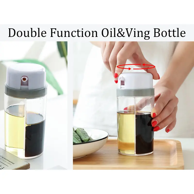 Double oil and Vinegar dispenser with rotating cover