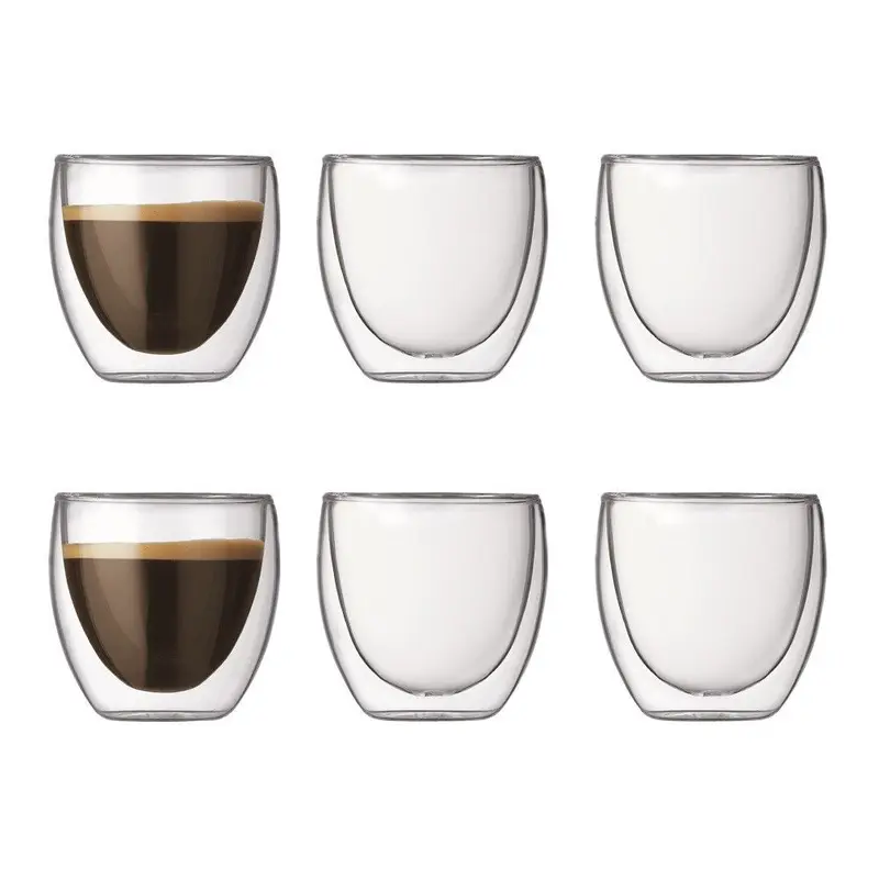 Double Wall Glass Cup 80ml X6