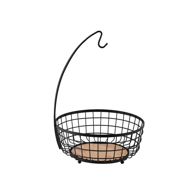 Dosthoff Iron Grid Banana Fruit Basket wBamboo Base MB05