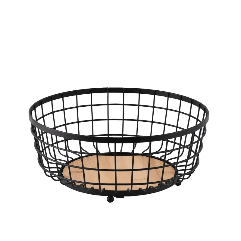 Dosthoff Iron Grid Fruit Basket with Bamboo Base MB04