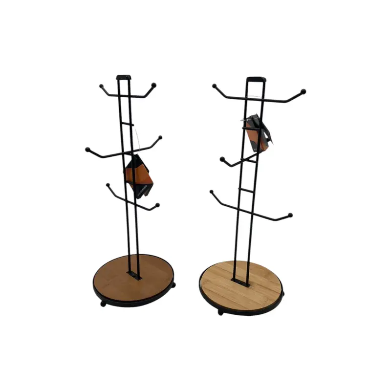 Dosthoff Iron Grid Mug Tree with Bamboo Base MB13