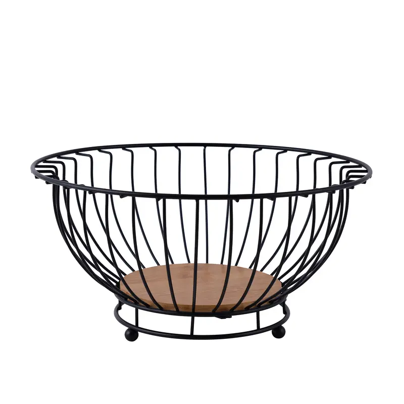Dosthoff Iron Large Fruit Basket with Bamboo Base MB08