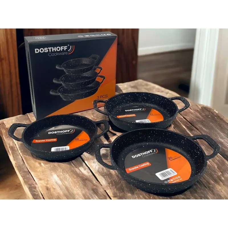 DOSTHOFF CAST ALUMINIUM GRANITE COATED EGG PAN SET OF 3