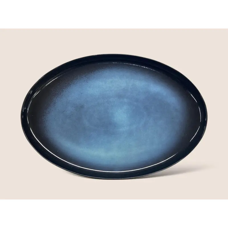Dosthoff Blue Glazed Oval Dish 36 cm
