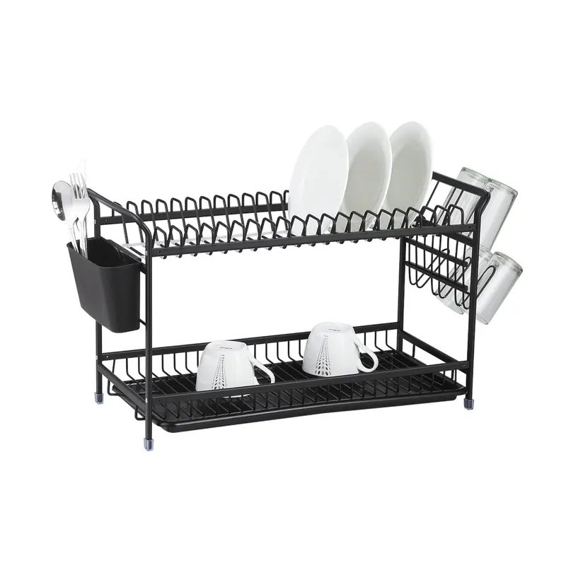 Dosthoff Black Aluminium Dish Rack 2 Tiers