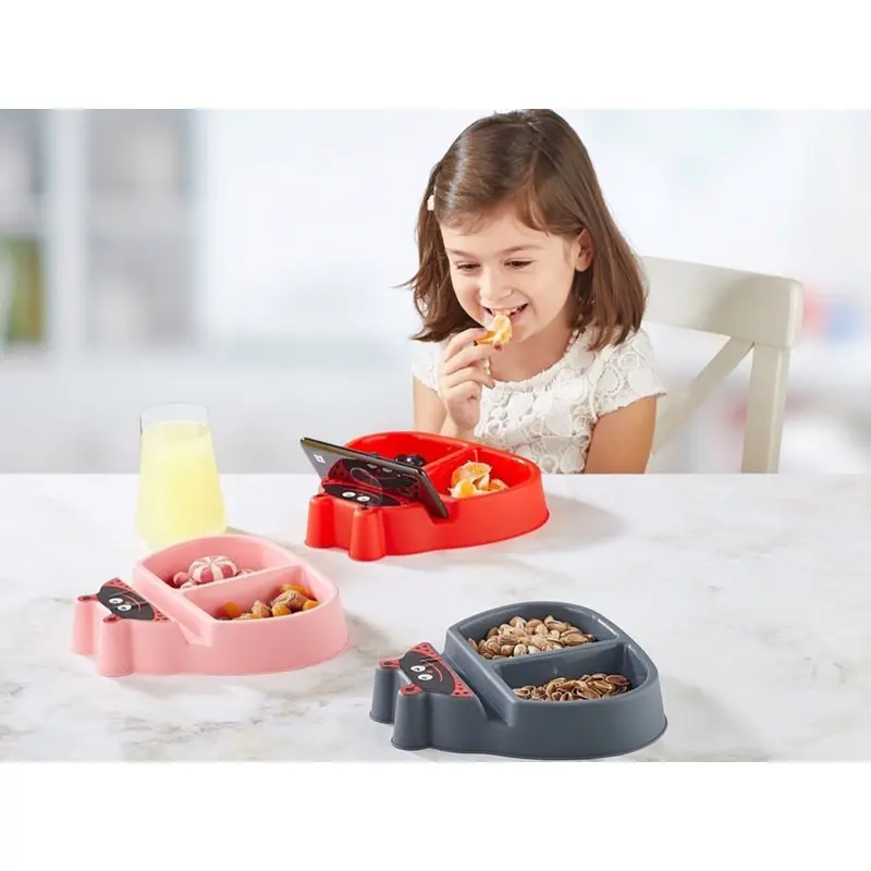 Divided snack bowl with phone stand