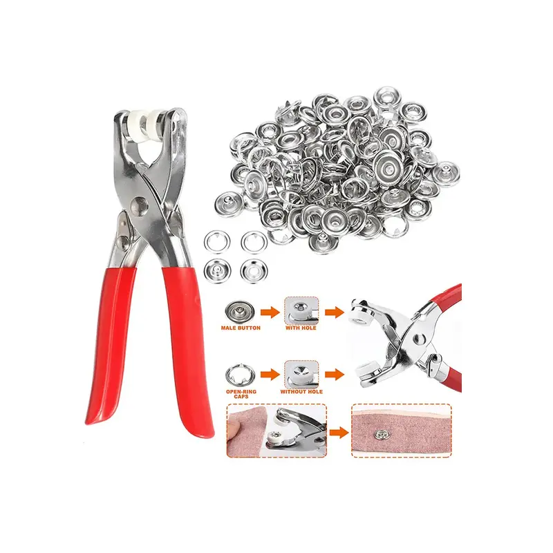 DIY 50 Sets Metal Snaps Buttons w Fastener Pliers Press