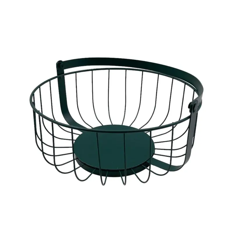 Dark Green Metal Fruit Basket with Handle