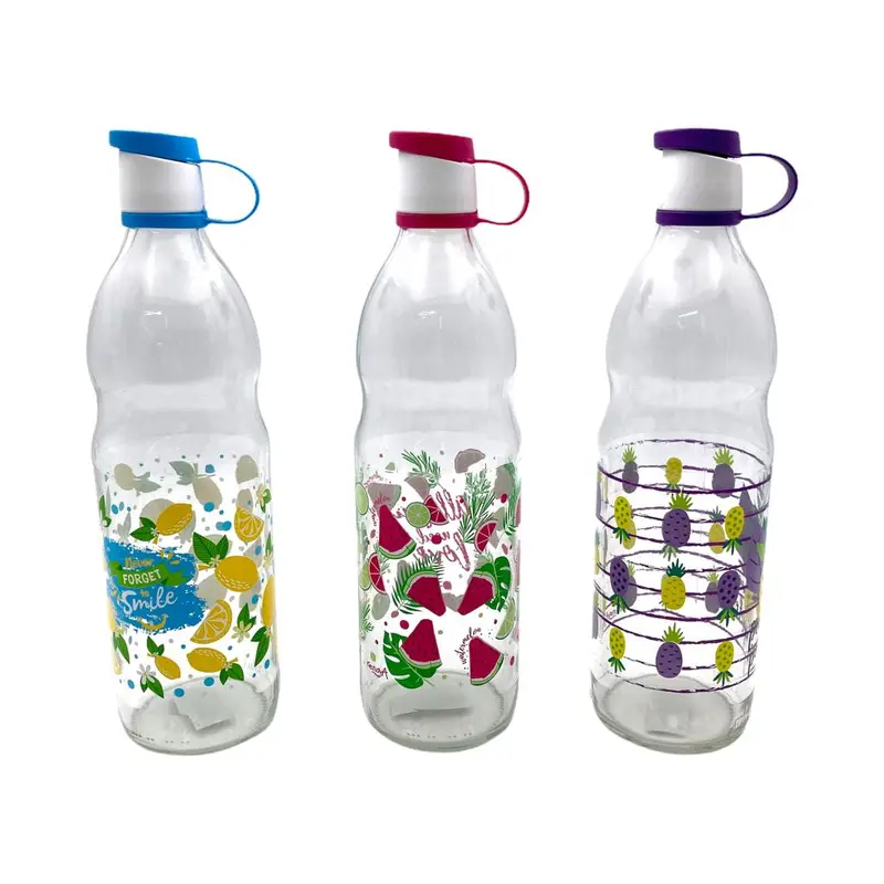 Decorated Glass Bottle, 1 lt