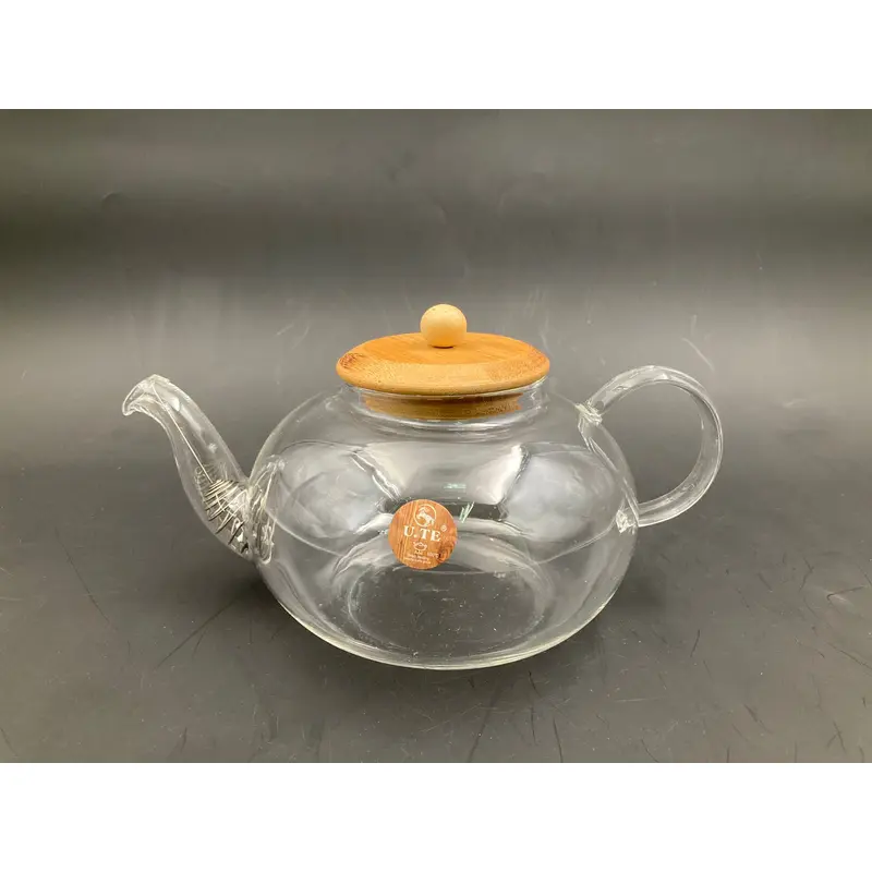 Borosilicate Glass Tea Pot Wood cover 1000