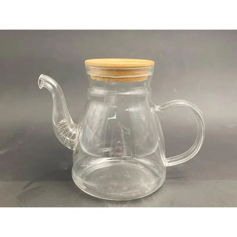 Borosilicate Glass Tea Pot Wood cover 1500