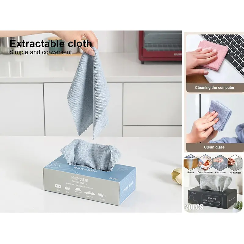 Box of 20 extractable microfiber cloths 20x20 cm