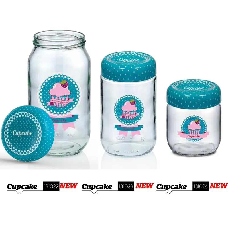 Blue Cupcake Decorated Jar, 1000 ml