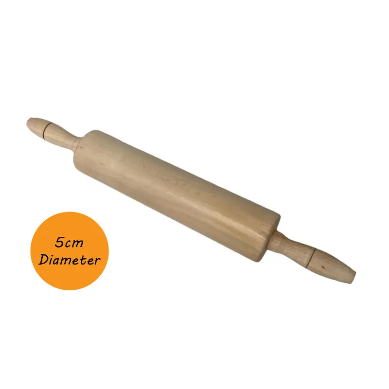 Birch Wood Rolling Pin with rotating hands 45 x 5 cm