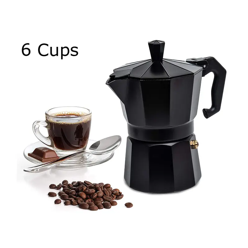 Black 2 levels Italian coffee pot 6 cups