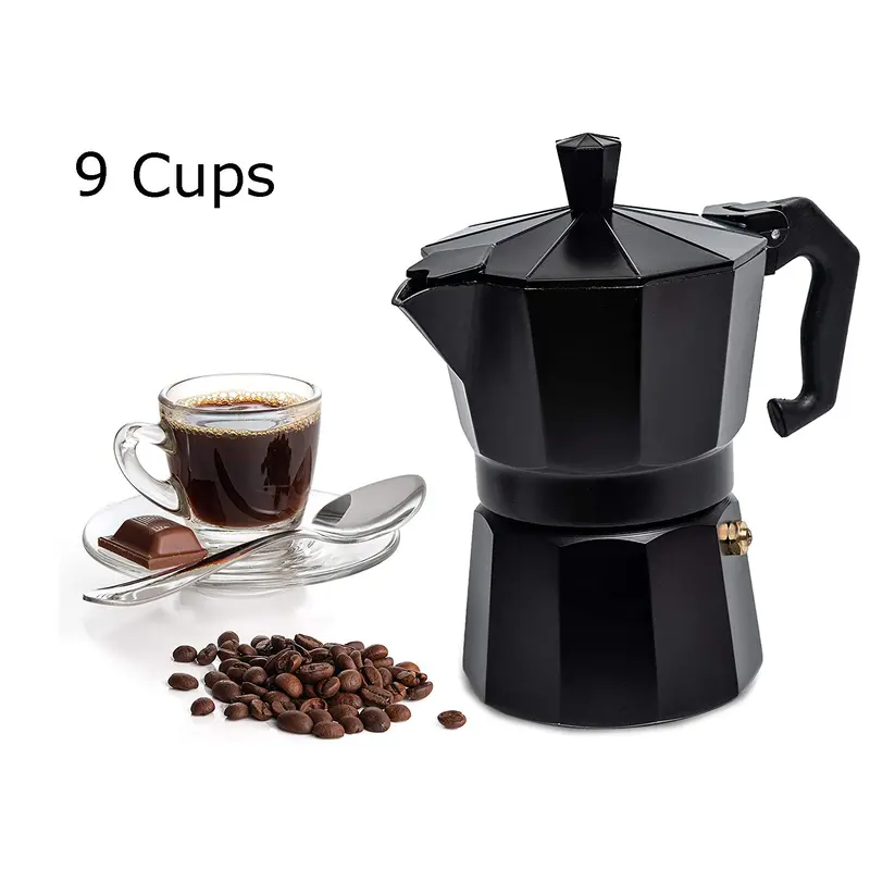 Black 2 levels Italian coffee pot 9 cups