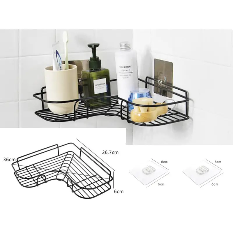Bathroom Wire Shelf Corner Black