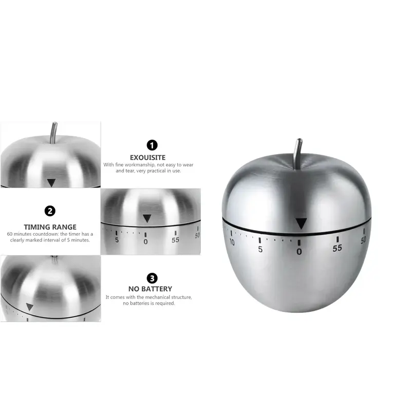 Apple Shaped Stainless Steel Kitchen Timer