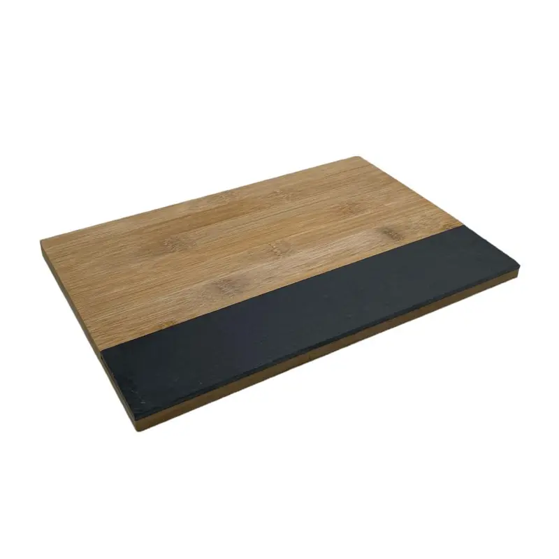 Wooden Serving Board with Natural Slate