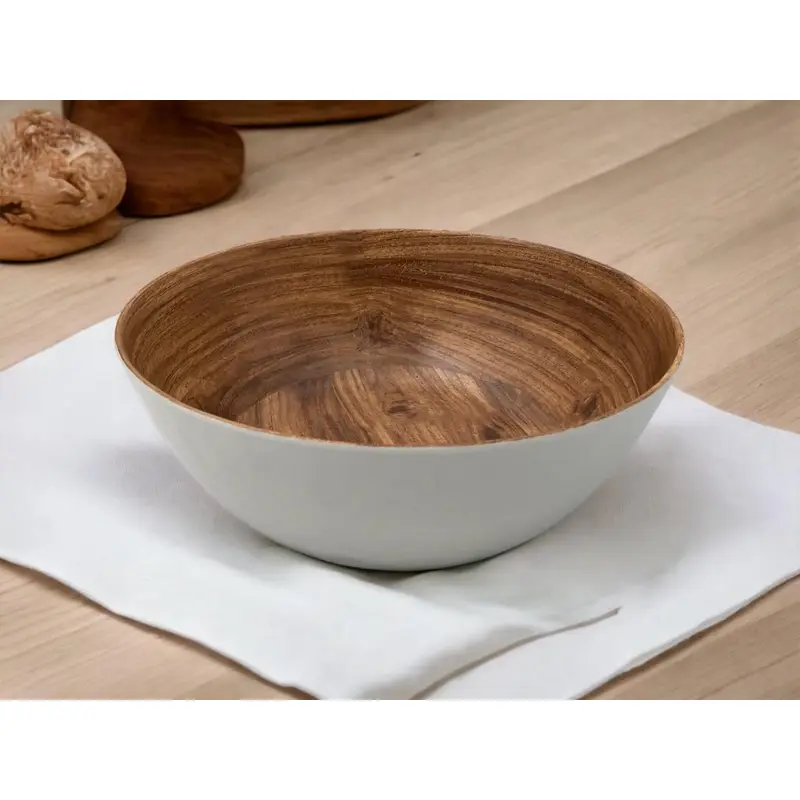 Wooden Design Round Melamine Salad Bowl 10"