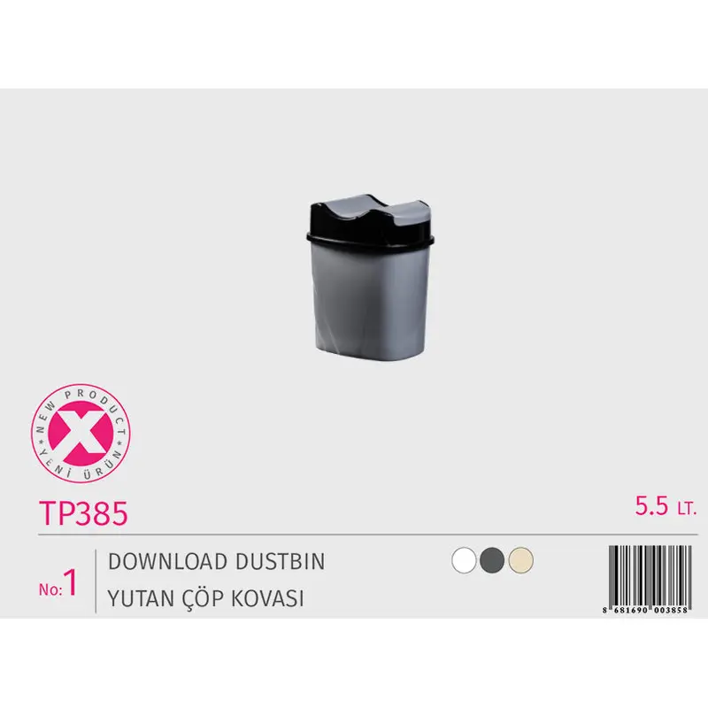 Wastebin with swing top; 5.5 lt