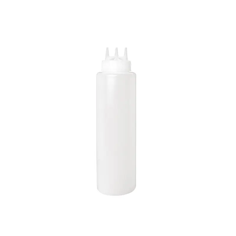 Transparent Triple 3 Nozzle sauce bottle wide mouth - 1L