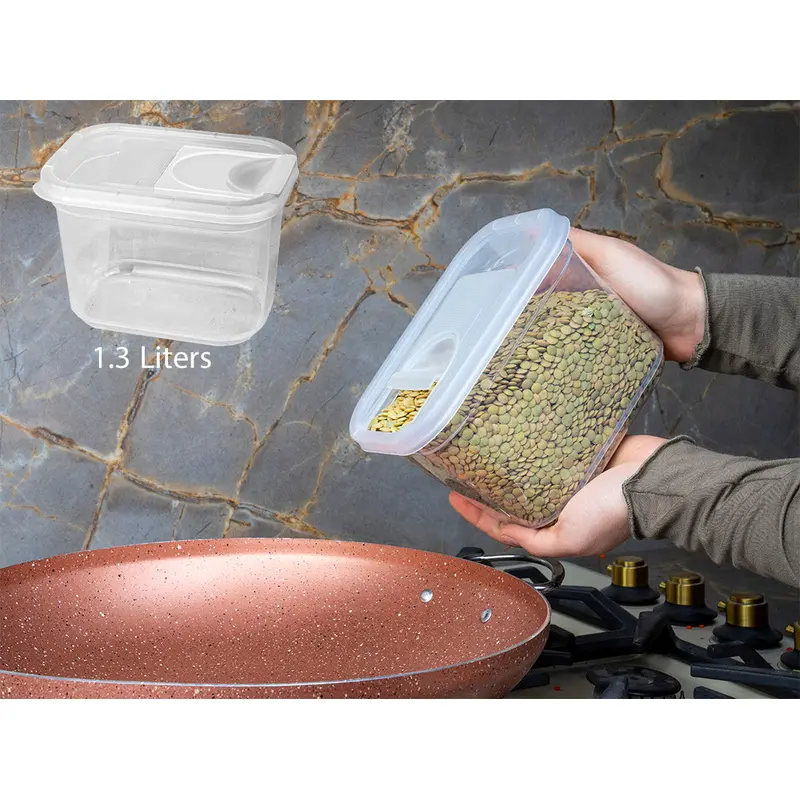 Transparent Dry Food Container with Sliding Cover 1.3L