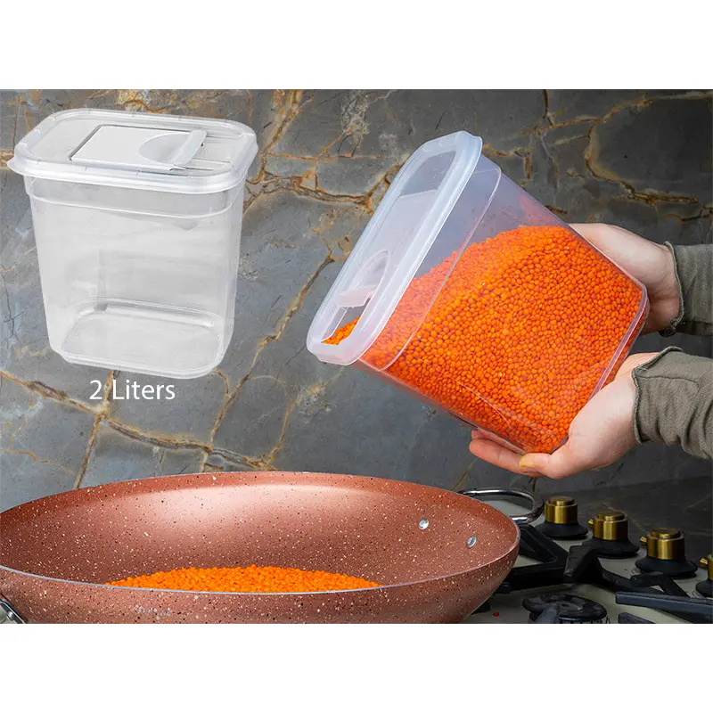 Transparent Dry Food Container with Sliding Cover 2L