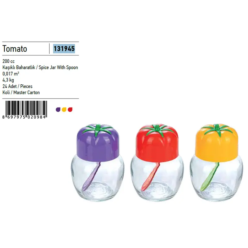 Tomato Shape Spice Jar with Plastic Spoon