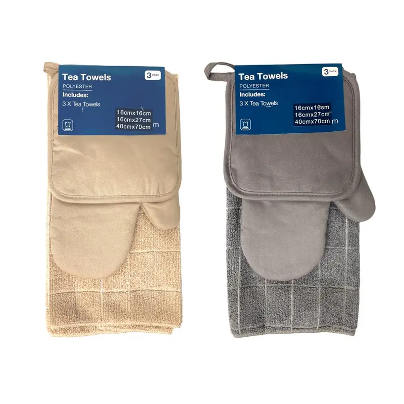 Tea Towel with Oven Mitt & Potholder Solid Color