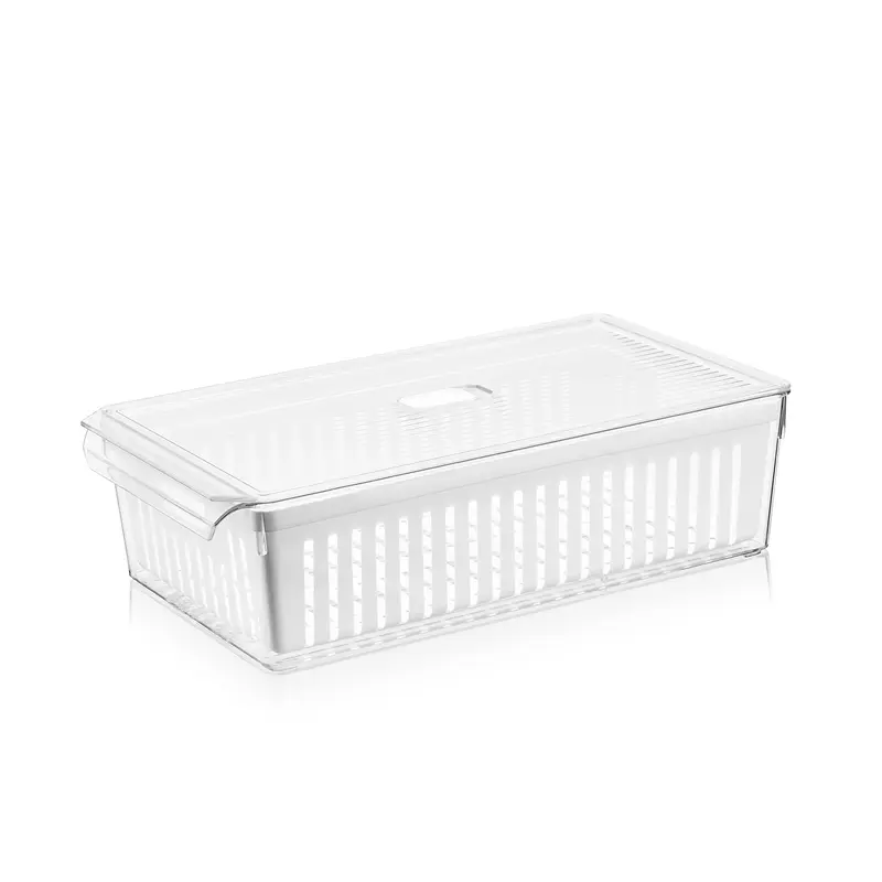 Super Clear Fridge Organizer w Plastic Strainer 37x21x10