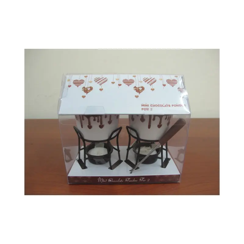 Stone Ware Chocolate Fondue Set for 2
