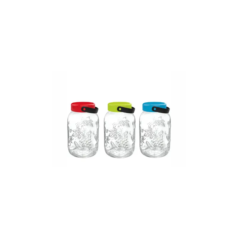 Storage Glass Jar with Plastic Lid and Handle, 3lt