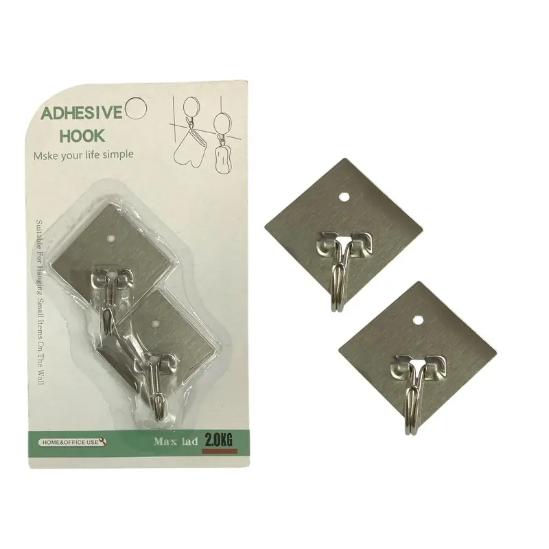 Stainless Steel Small  Self Adhesive Hooks X2