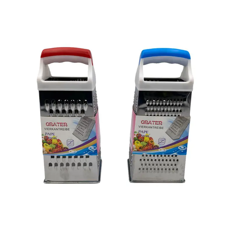Stainless Steel 4 sided Grater with plastic handle
