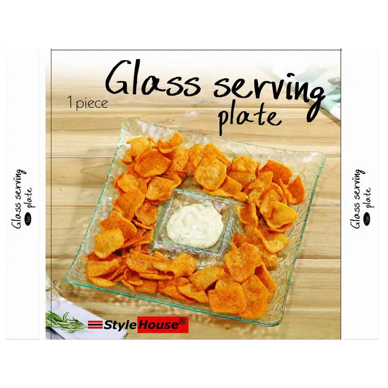 Squared Glass Dish with dipping compartment