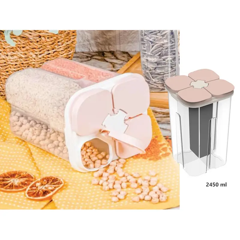 Square Dry Food Container 4 Compartments 2450 ml