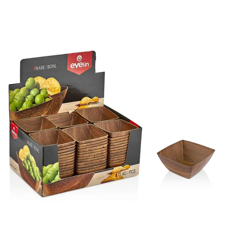 Small Square Bowl with Wooden Finish